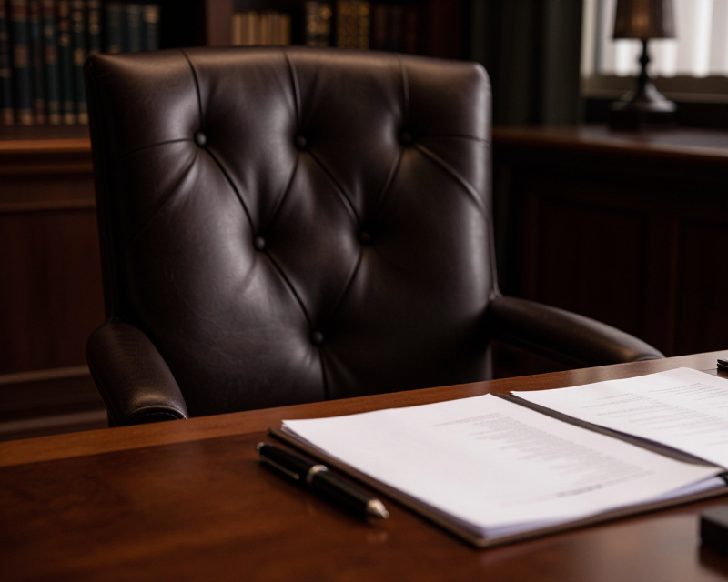 Empty official chair in a formal setting