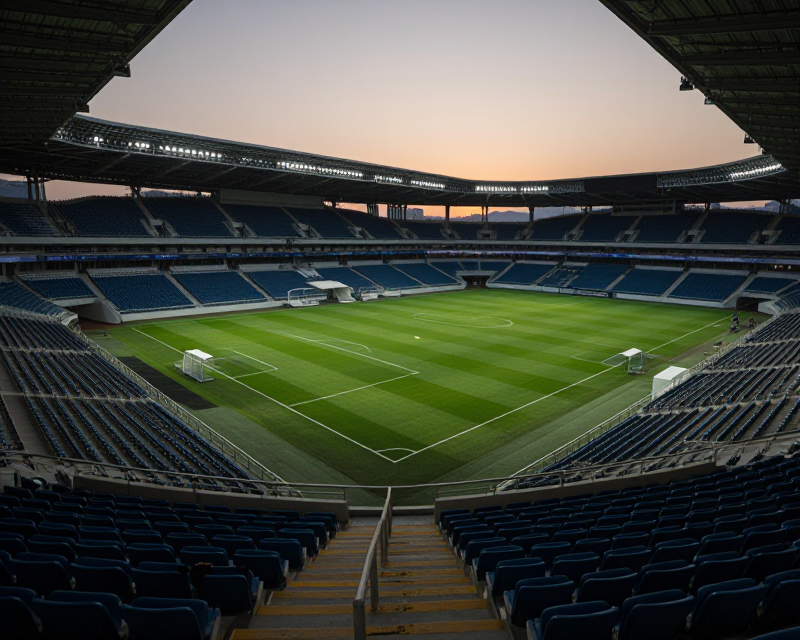Empty Football Stadium at Dusk
