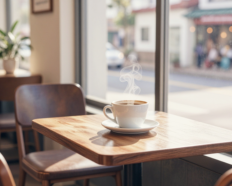 Reflective Moment in a Cafe