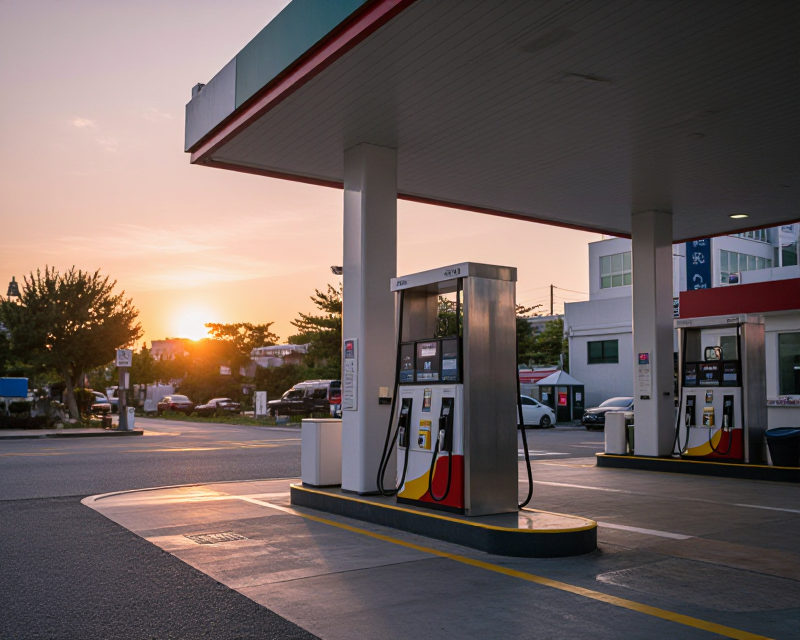 Warm Sunset at a Korean Gas Station